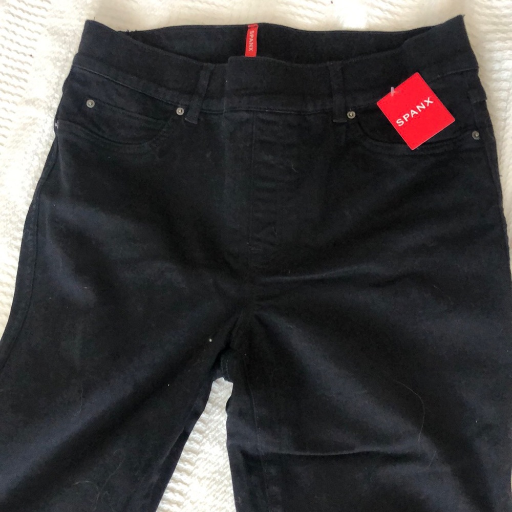 Spanx ankle skinny jeans, clean black, size large